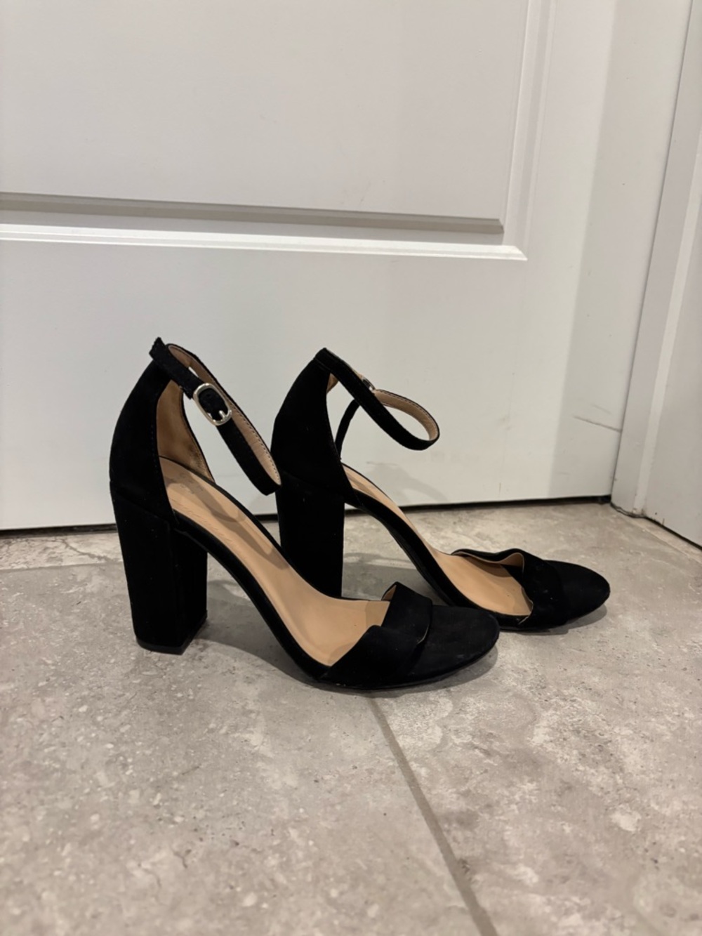 A New Day Black Ankle-Strap Block Heel